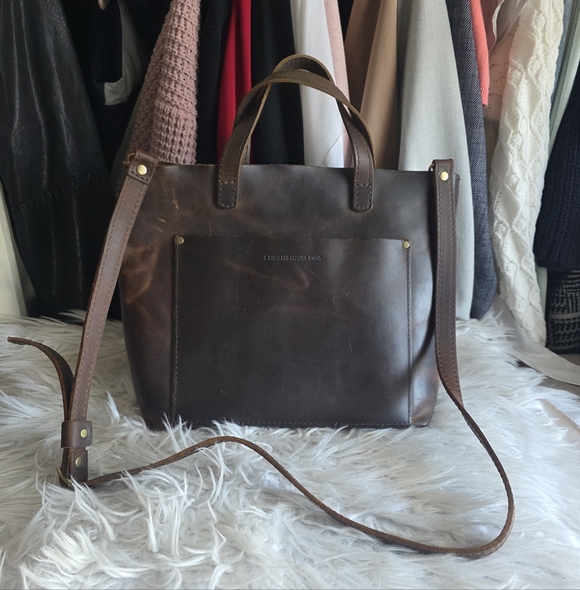 Portland Leather Goods Small Tote Brown Leather - Picture 1 of 9